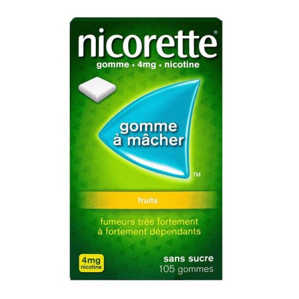 Nicorette 4Mg Gom Med Fruits Sans Suc Plq/105