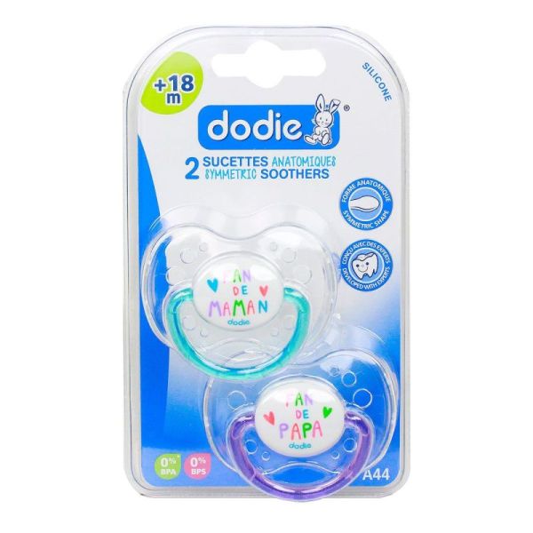 Dodie Duo Sucette Anat Silic +18Mois Fan B/2