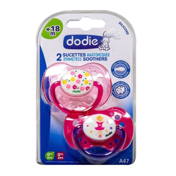 Dodie Sucette Anat Silic Fan +18Mois B/2